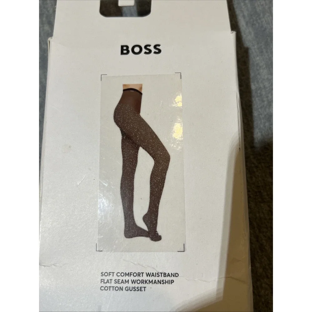 Hugo Boss Tights Black Sparkle Women Medium‎ 50 DEN Full Length Flat Seam New